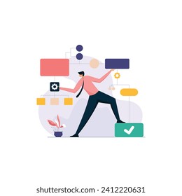 Businessman with business process and workflow automation, Operations management, Quality performance
