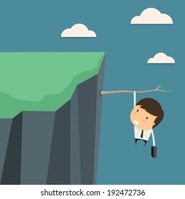Businessman In business risks. Vector illustration.