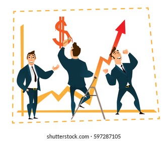 A businessman in a business suit is standing in different poses. Cartoon vector set.