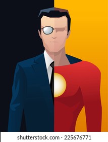 Businessman business superhero hero vector illustration.