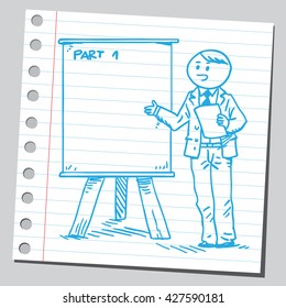 Businessman business teacher on presentation