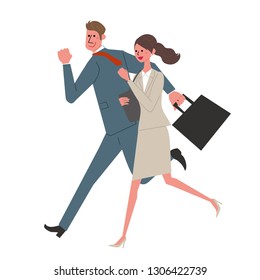 Businessman Business Woman running illustrations