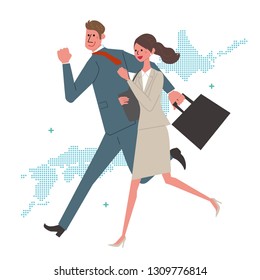 Businessman Business Woman running illustrations