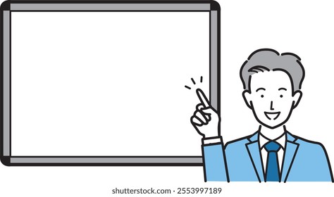 Businessman Business woman whiteboard teaching Vector cartoon illustration