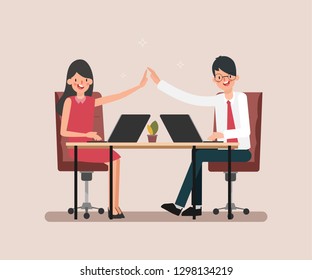 Businessman and businesswoman co working character. Animation scene business people colleague. Animation scene for motion graphic.