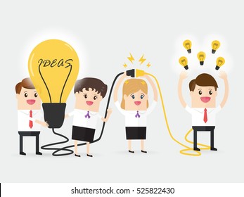 businessman and businesswoman connecting brain coworker with powerful ideas interactions concept best teamwork
