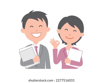Businessman and businesswoman with documents
