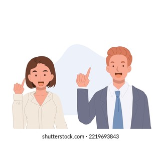 businessman and Businesswoman are explaining points. Vector illustration.