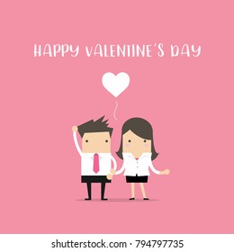 Businessman and Businesswoman Happy Valentine's Day