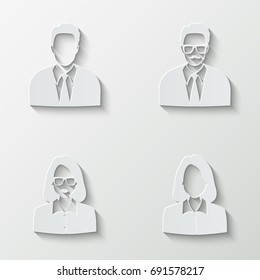 Businessman and businesswoman icons - paper  set