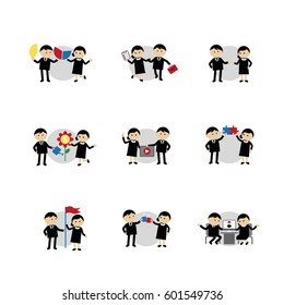 Businessman & businesswoman Management icon set
