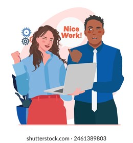 businessman businesswoman nice work quotes illustration