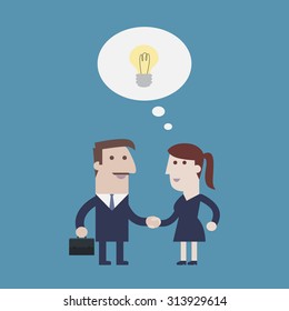 Businessman and Businesswoman shaking hands - Vector
