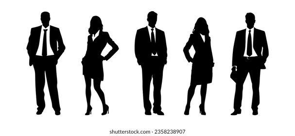 Businessman and businesswoman silhouette black filled vector Illustration