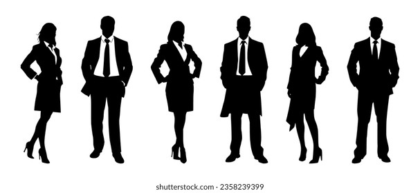 Businessman and businesswoman silhouette black filled vector Illustration