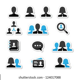 Businessman businesswoman user vector icons set