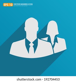 Businessman & businesswoman - vector icon - on blue background