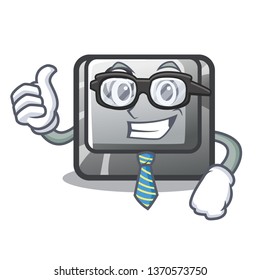 Businessman button G on a game cartoon