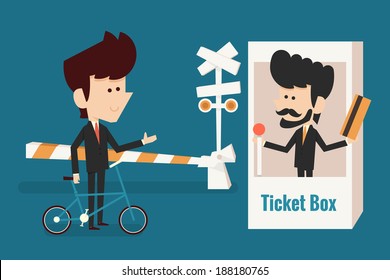 businessman buying ticket, investment concept, vector