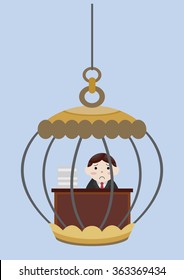 businessman in cage cartoon vector 