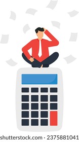 A businessman calculates and analyzes financial statements. financial income management.

