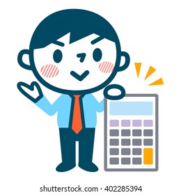 Businessman and calculator