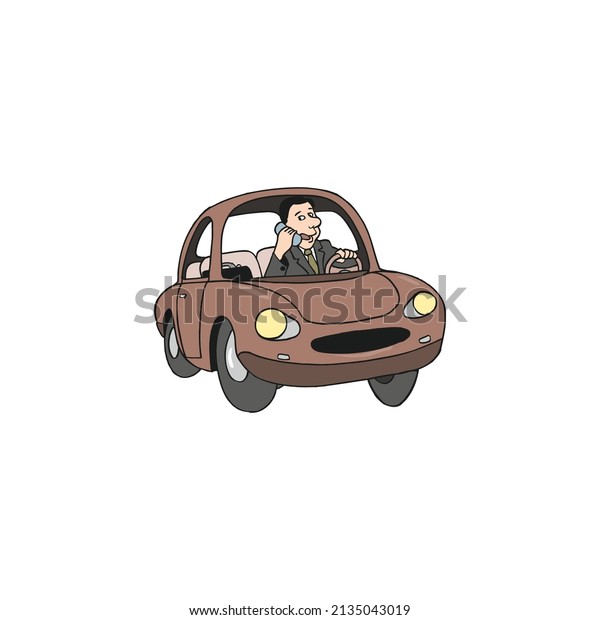 businessman\
calling while driving. illustration\
vector