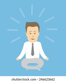 Businessman in a calm relaxed state. Meditating in a yoga pose.