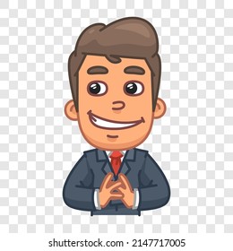 Businessman came up with cunning plan. Funny character. Vector character