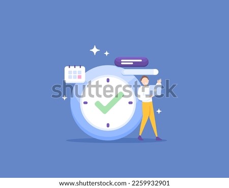 a businessman can complete a project on time. an employee is able to complete tasks before the deadline. Completed as scheduled. good time management. illustration concept design. vector elements