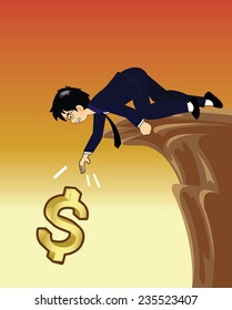 businessman cannot giving hand to help dollar out of the failure is to help up from the pit.