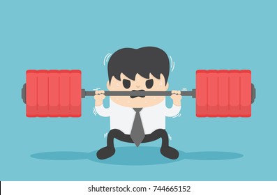 Businessman cannot Weightlifting