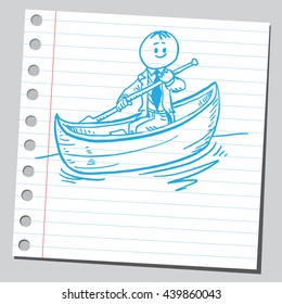 Businessman in canoe