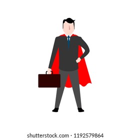 Businessman with a cape and a suitcase. Vector illustration design