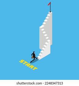 Businessman career, dreams, success isometric 3d vector illustration concept for banner, website, illustration, landing page, flyer, etc.