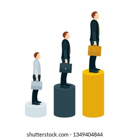 Businessman career steps concept vector infographic illustration. Part of set.