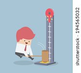 Businessman at a carnival hitting a strength tester with a hammer, VECTOR, EPS10