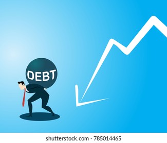 Businessman carry debt. business financial concept illustration