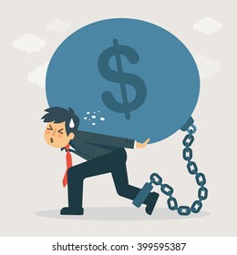 Businessman Carry Debt. Financial Concept Illustration.