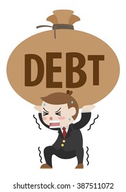 businessman carry fat debt bag cartoon vector 