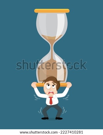 Businessman carry sandclock, illustrator vector cartoon drawing