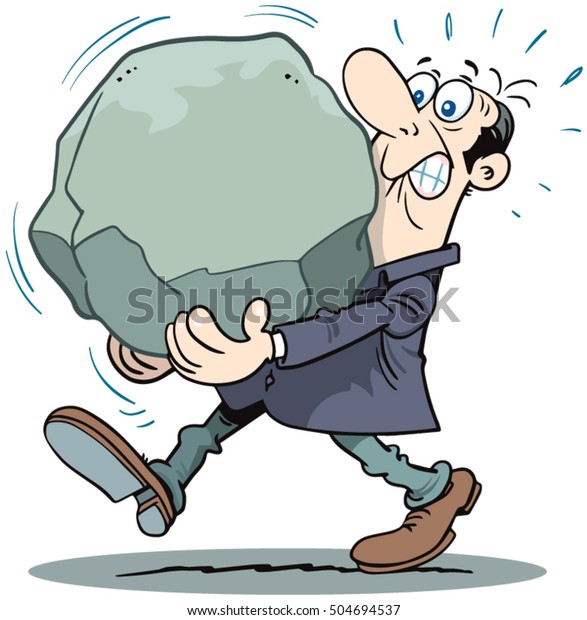 Businessman Carrying Big Rock Stock Vector (Royalty Free) 504694537