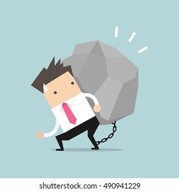 Businessman carrying a big rock vector