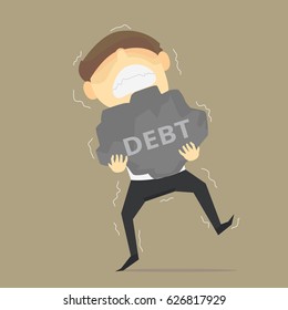 businessman carrying the burden of debt. vector