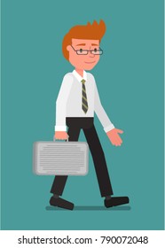 A businessman is carrying a case.. Vector illustration. Flat design style.