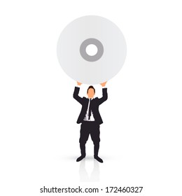 businessman carrying a cd