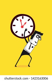 Businessman, carrying clock. Business metephor