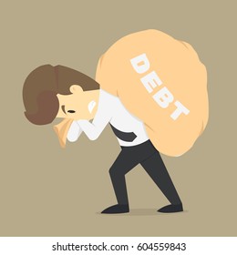 A businessman carrying the debt burden. vector