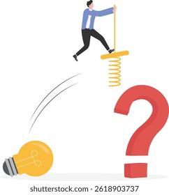 Businessman carrying dollar crosses question mark

