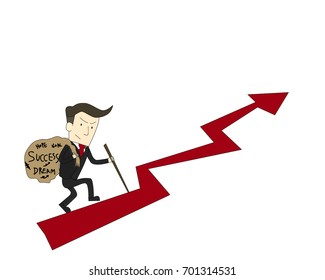 businessman carrying dream and success of team and try to reaching finish line,Teamwork business concept